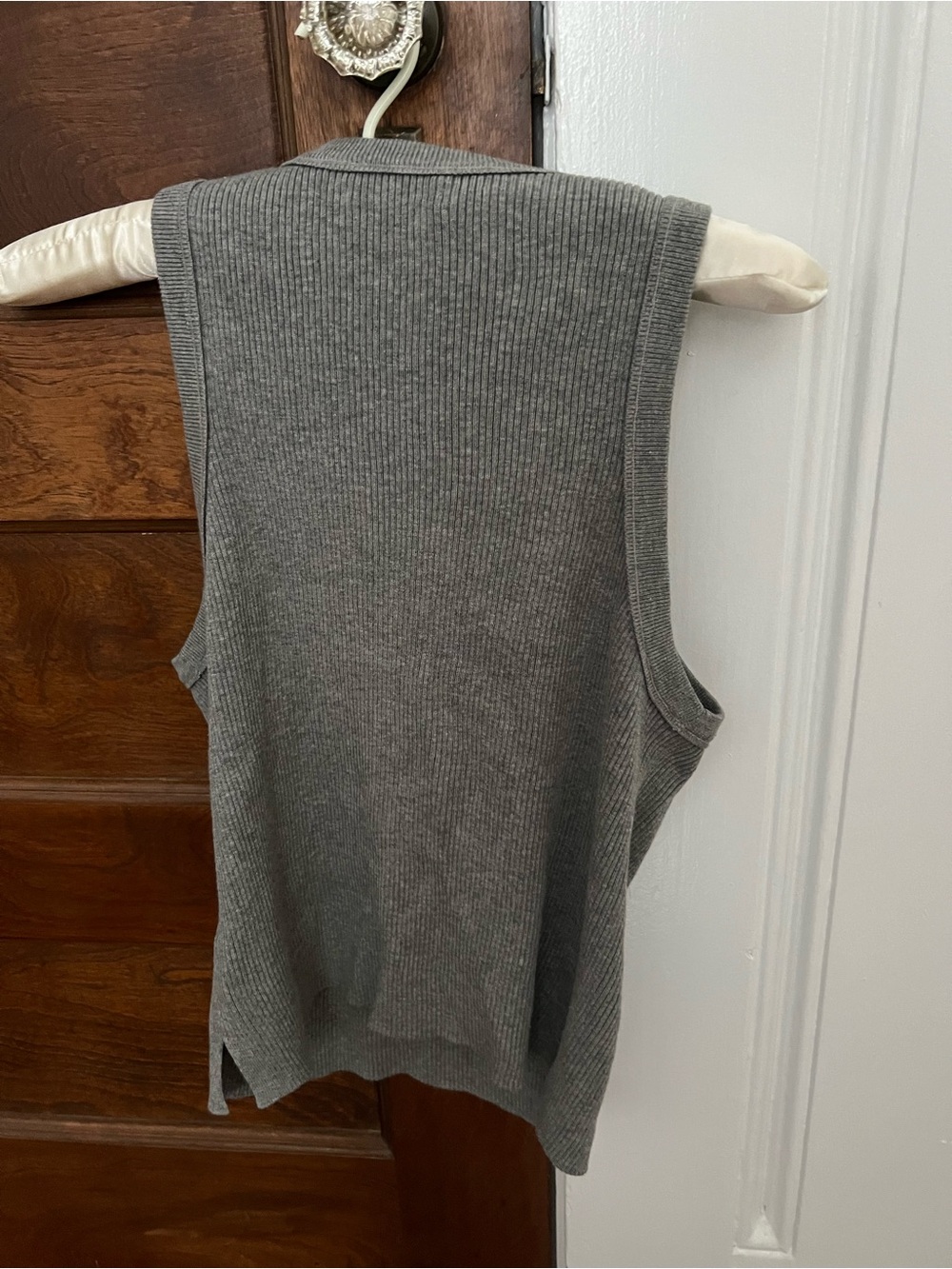 Massimo Dutti Silk/Cotton Blend Gray Ribbed Tank Top- - Picture 2 of 2